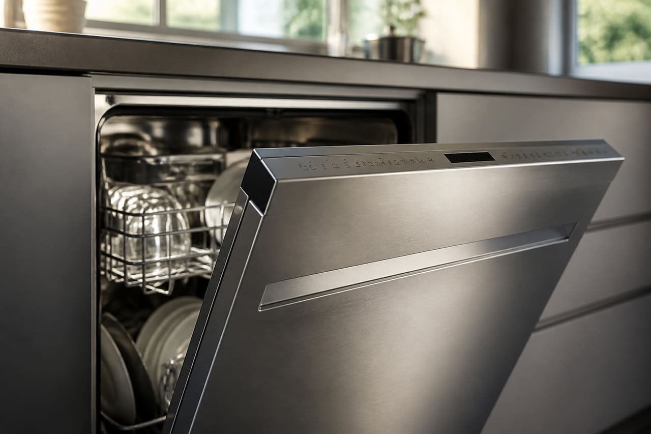 Modern Stainless Steel Dishwasher in Contemporary Kitchen