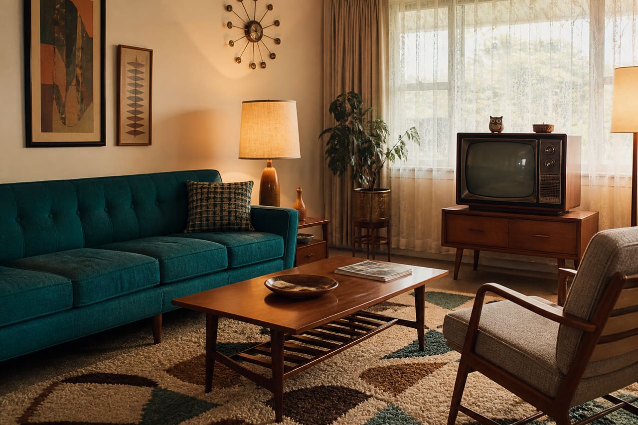 Mid-Century Modern Living Room with Vintage 1960s Decor