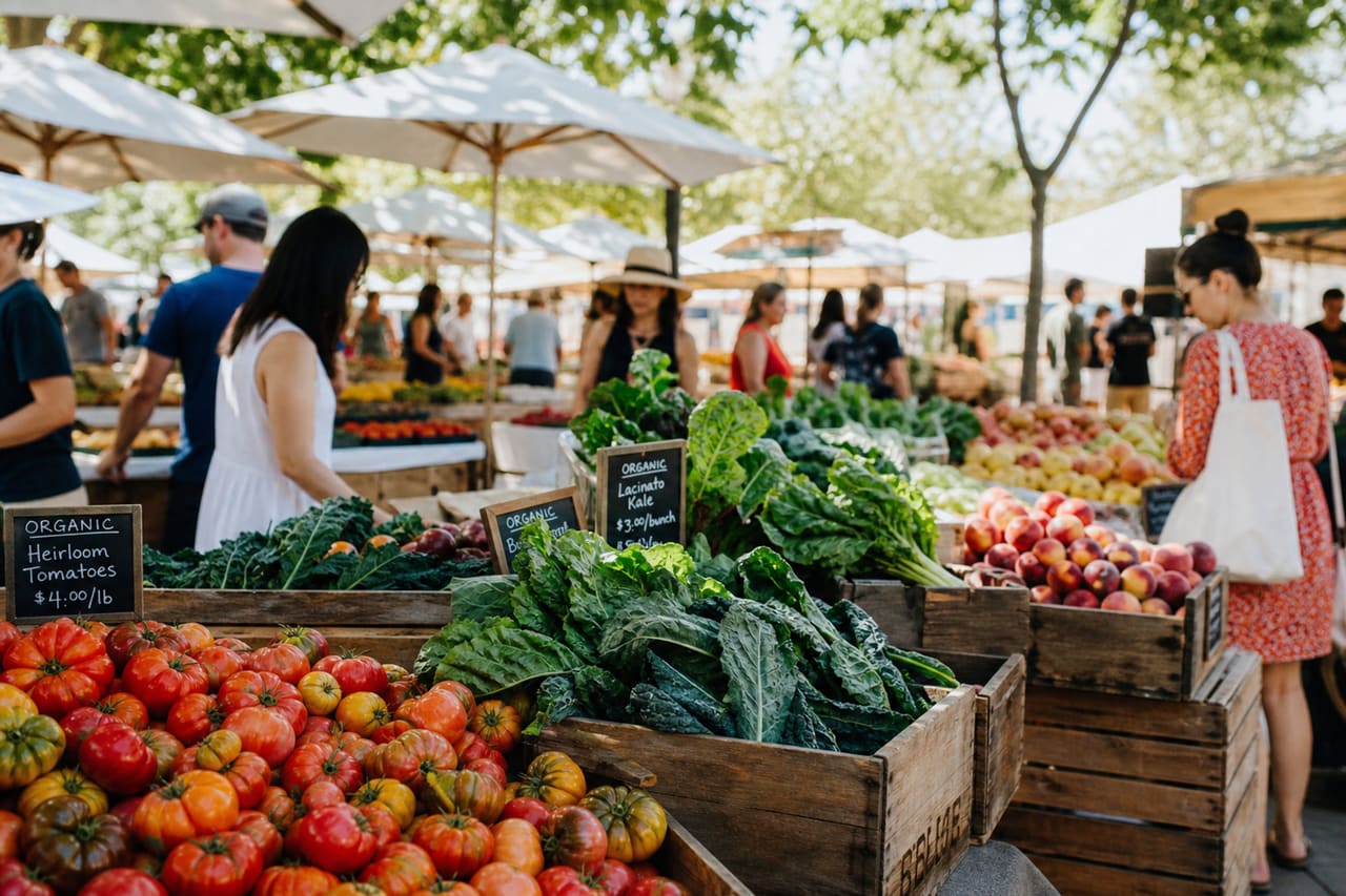 Fresh Organic Produce at a Roseville Farmers Market