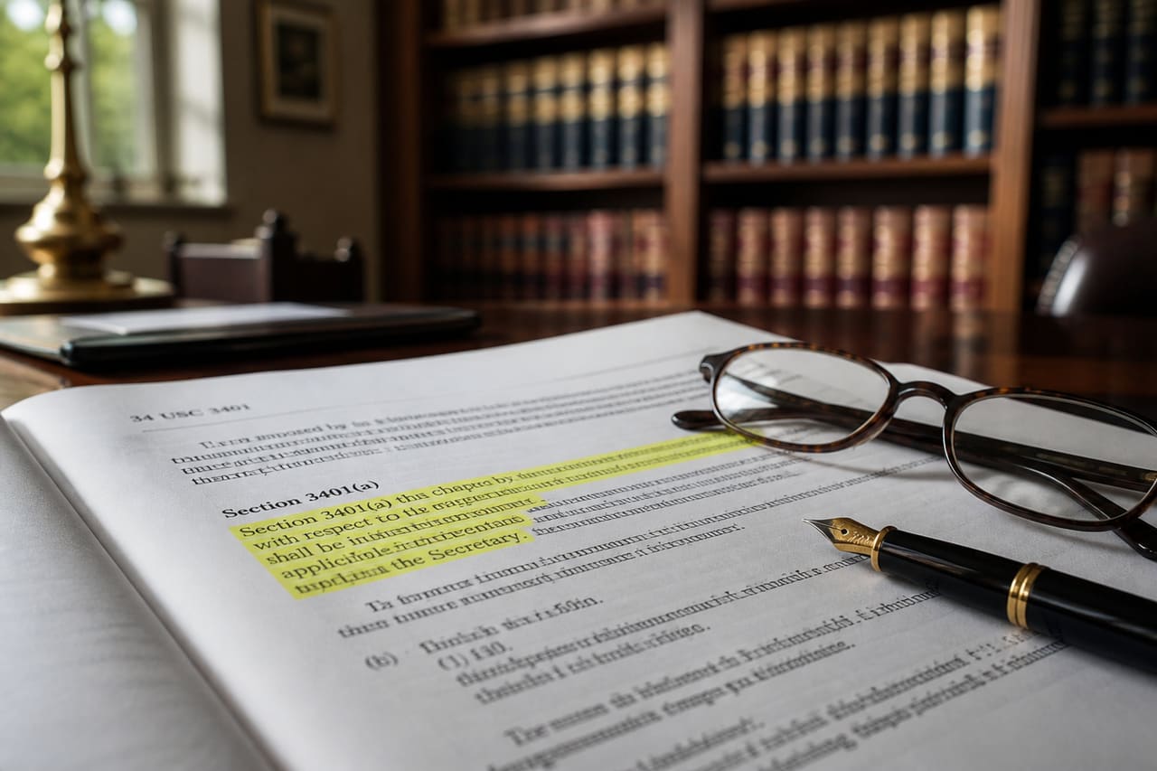 Legal Document Highlighting Section 3401(a) on Office Desk