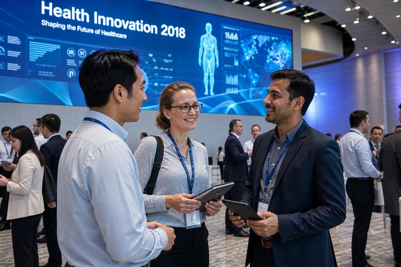 Healthcare Professionals Networking at a Health Innovation Conference