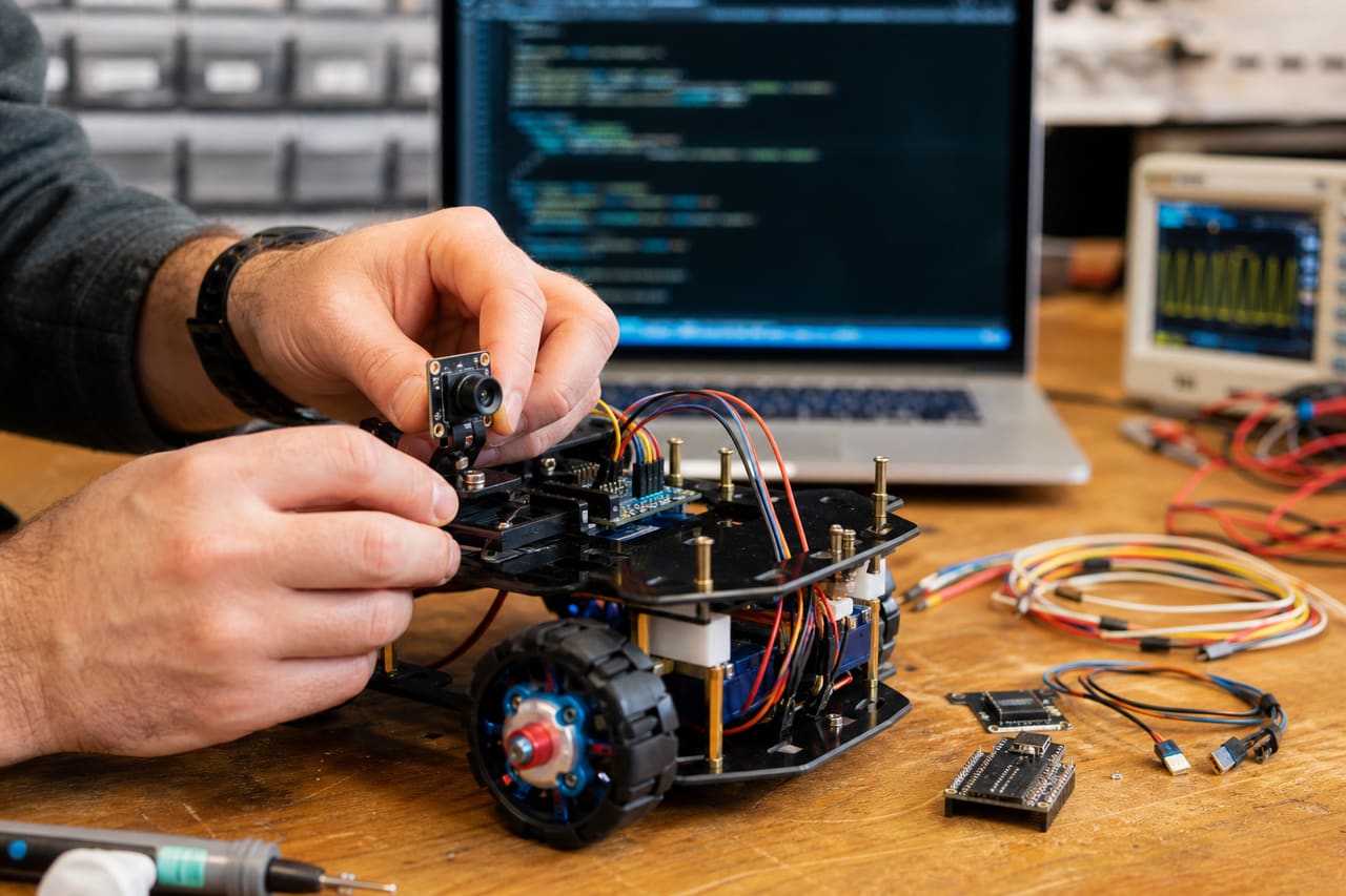 Developer Integrating AI Vision Kit Into a Robotic Prototype