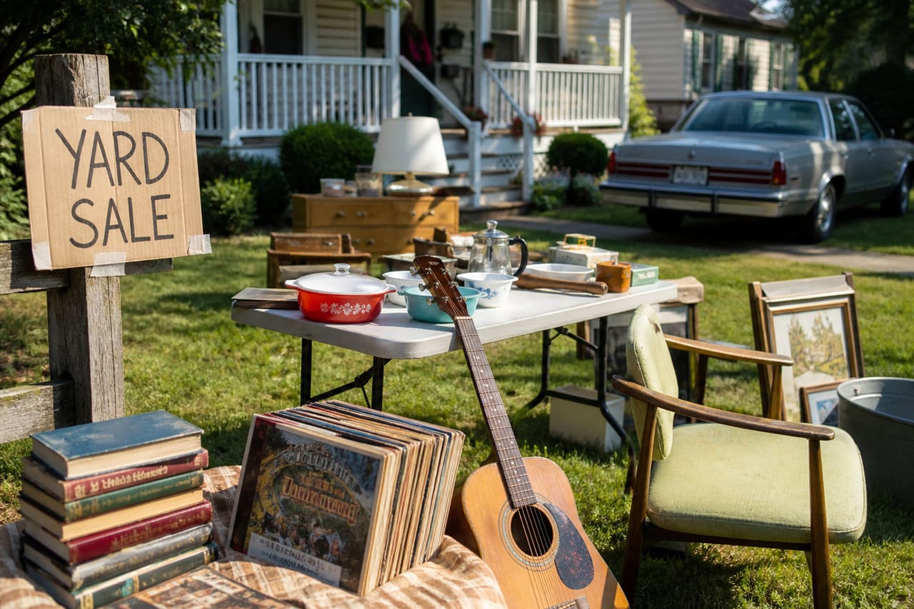 Eclectic Items Arranged at a Suburban Kentucky Yard Sale