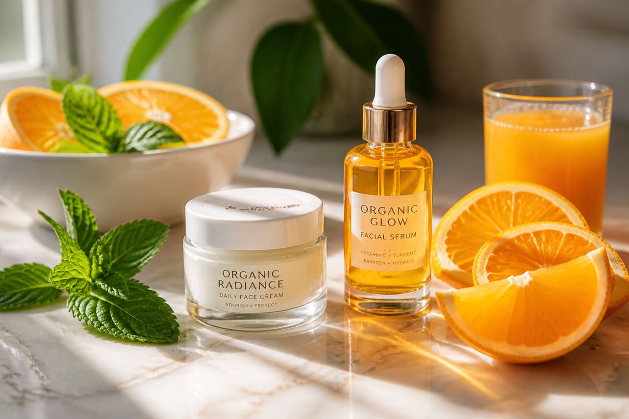 Organic Skincare Set with Fresh Citrus and Pressed Juice