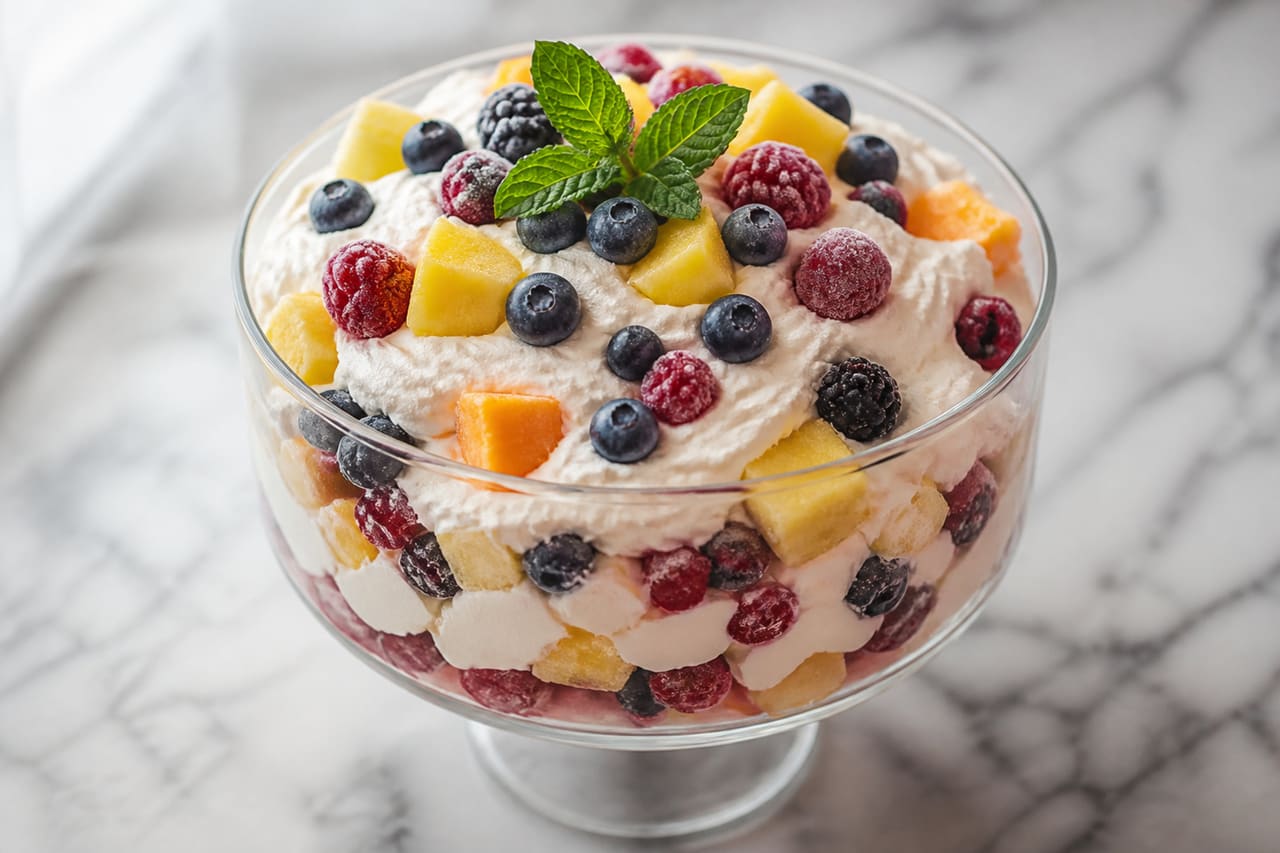 Frozen Fruit Salad with Cream Cheese and Whipped Topping