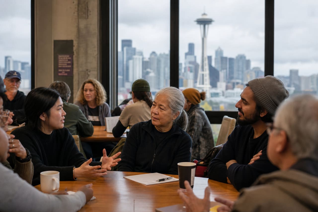 Diverse Volunteers Gathering for Community Support in Seattle
