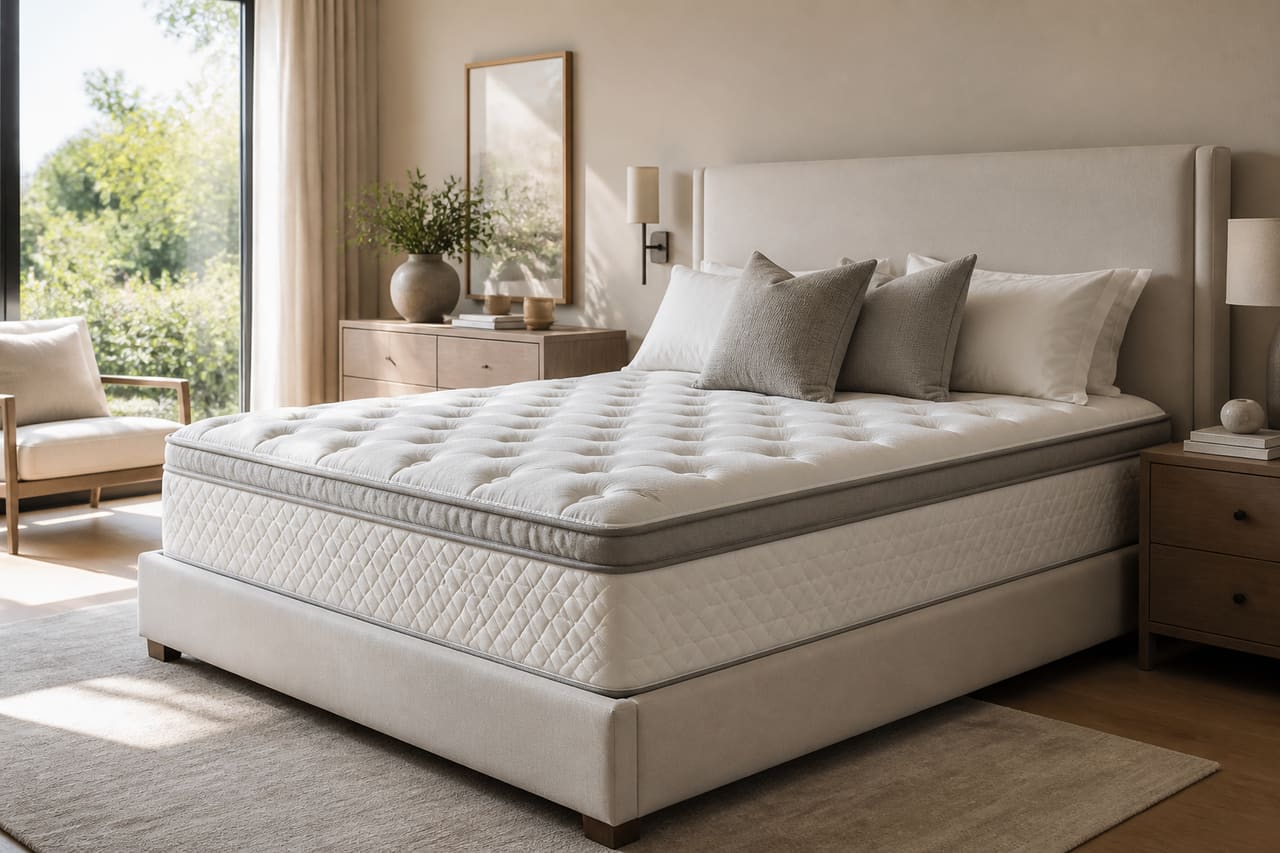 Luxury Memory Foam Mattress in a Bright Modern Bedroom
