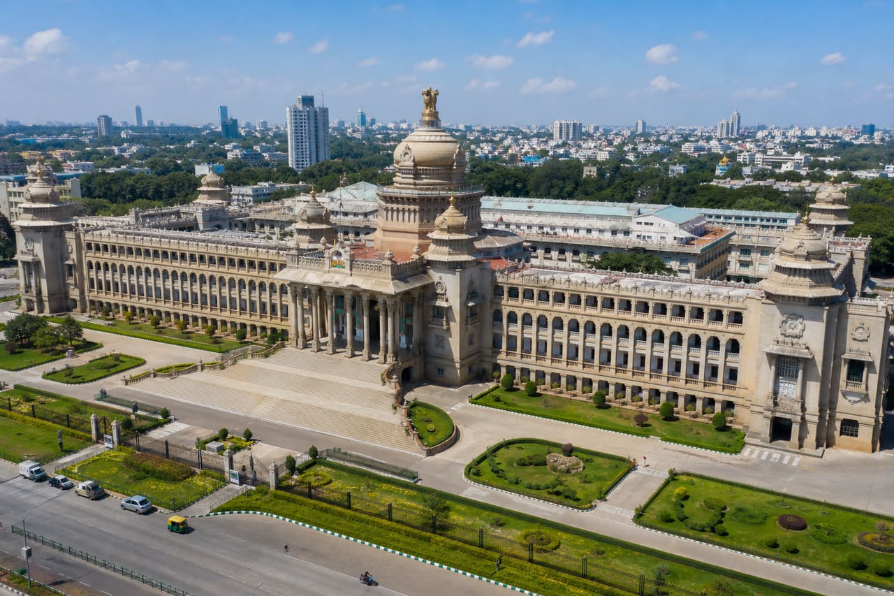 Aerial View of Vidhana Soudha in Bengaluru