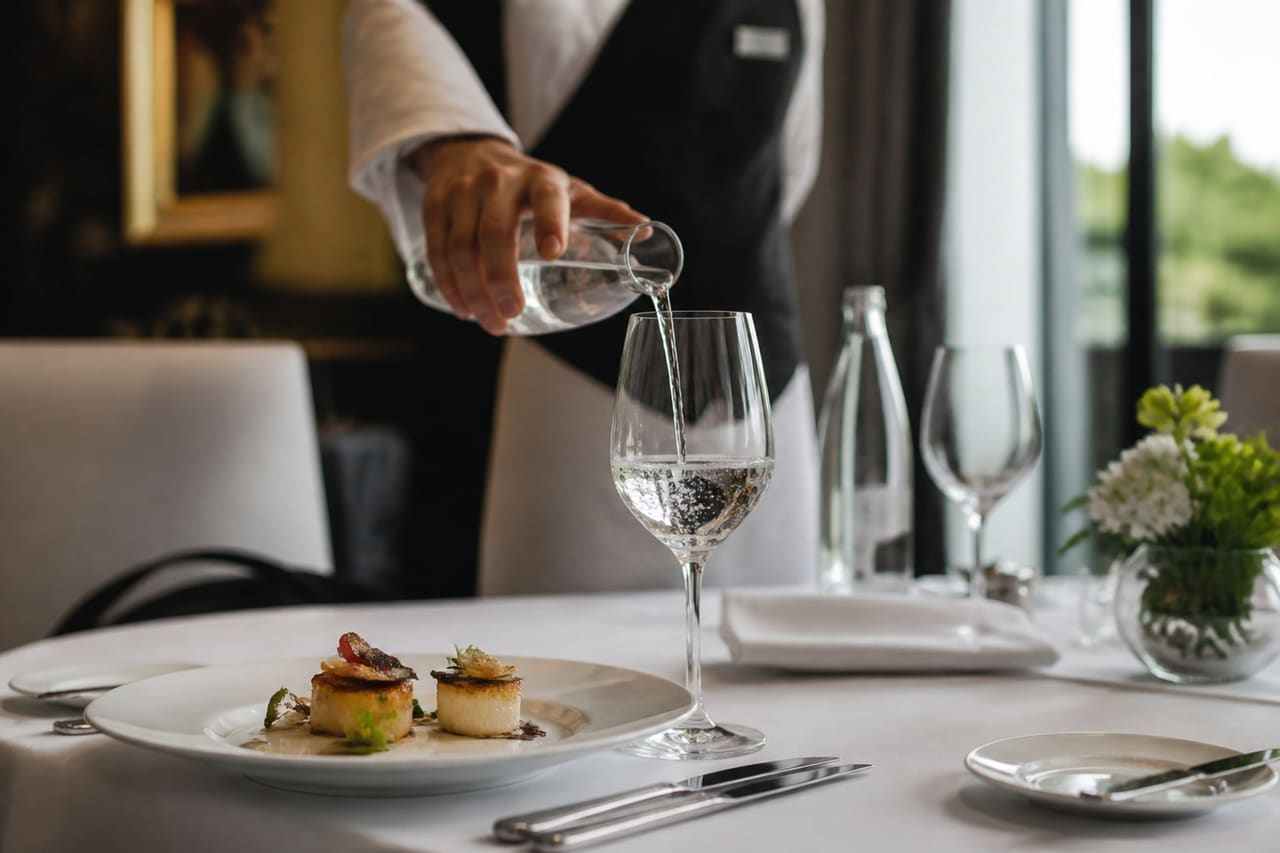 Professional Server Setting a Fine Dining Table