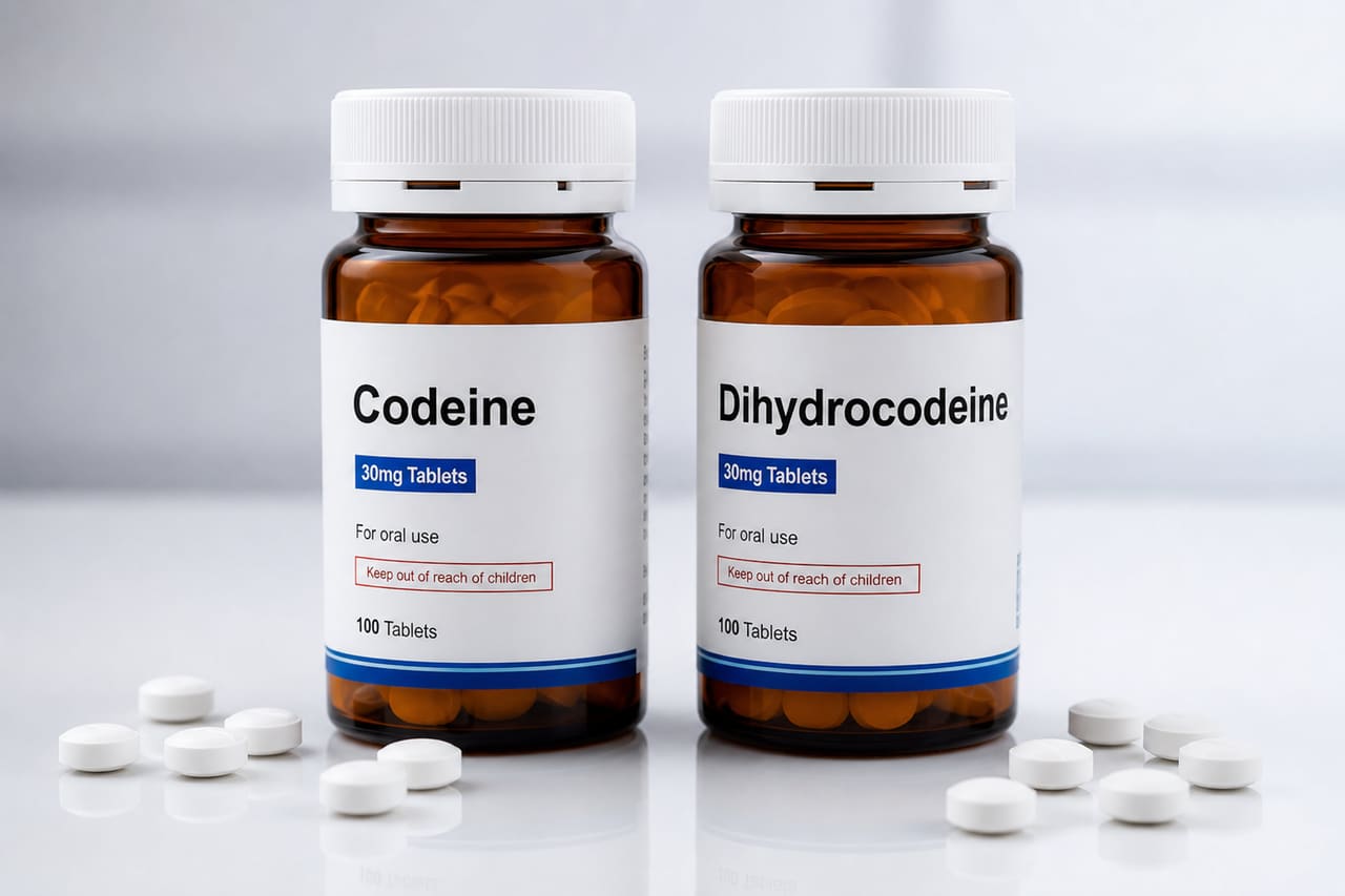 Comparison of Codeine and Dihydrocodeine Medication Bottles