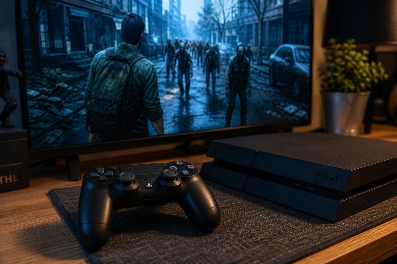 Playstation 4 Console Displaying Zombie Gameplay in City Setting