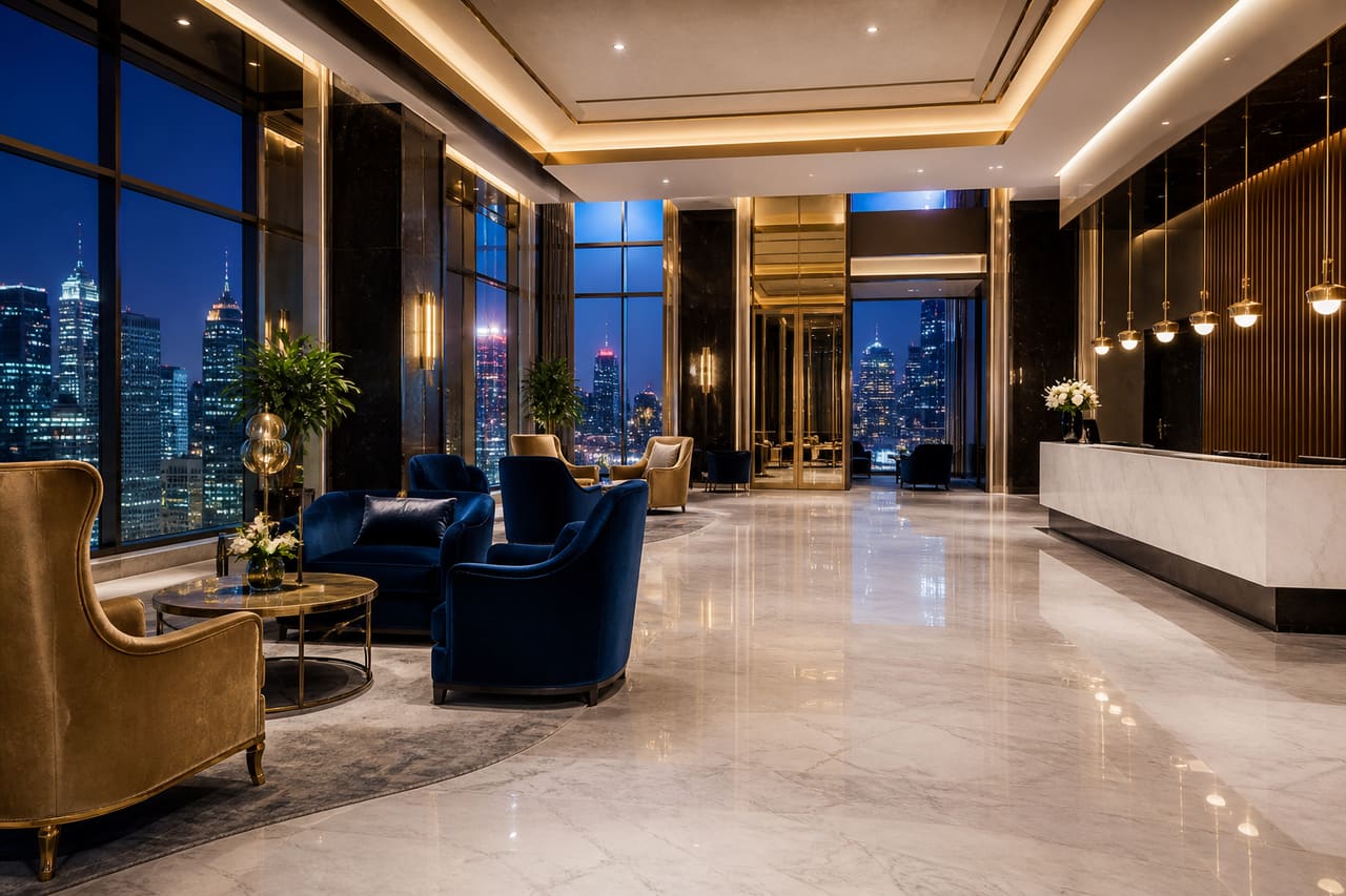 Luxury Hotel Lobby with Modern Architectural Design