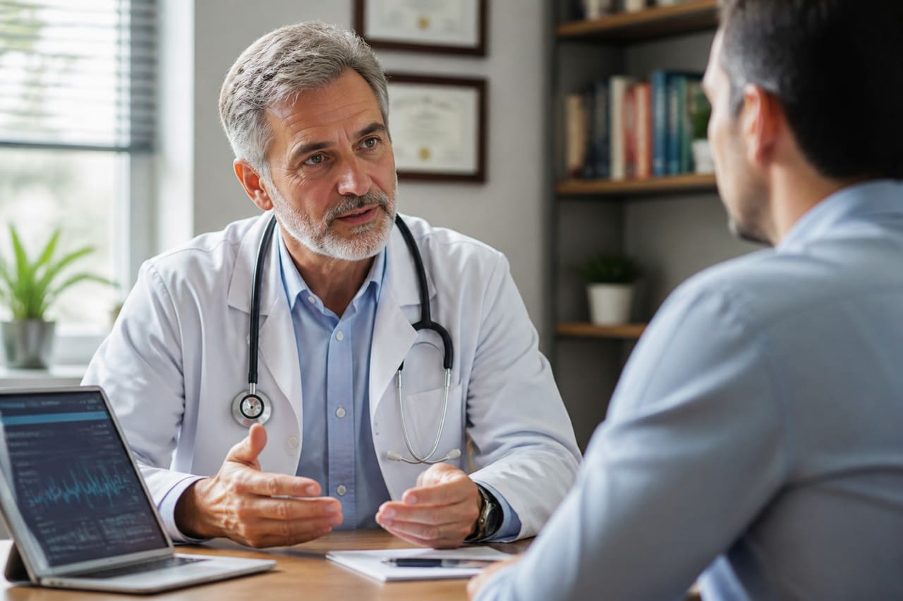 Professional Doctor Consulting with Patient in a Modern Medical Office