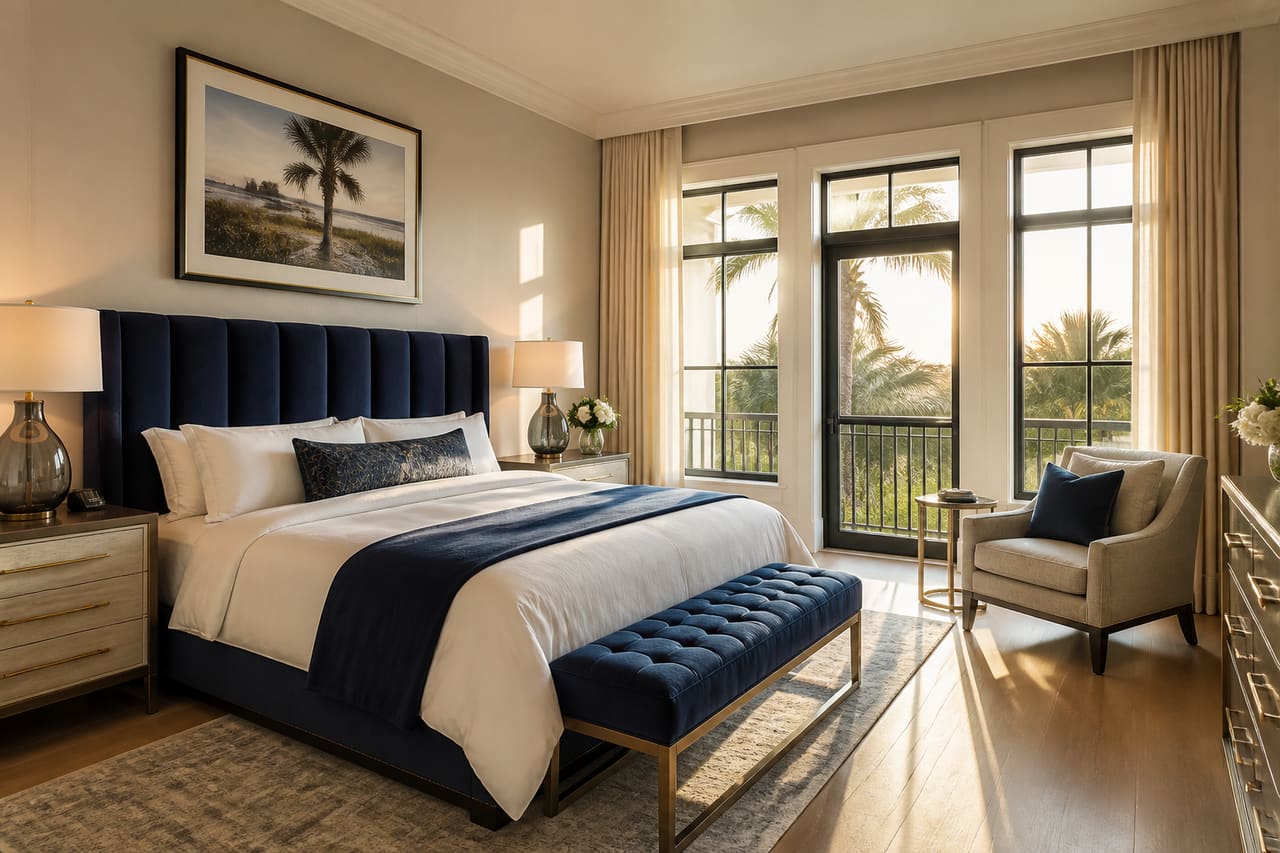 Luxury Hotel Suite Interior with Southern Charm in South Carolina