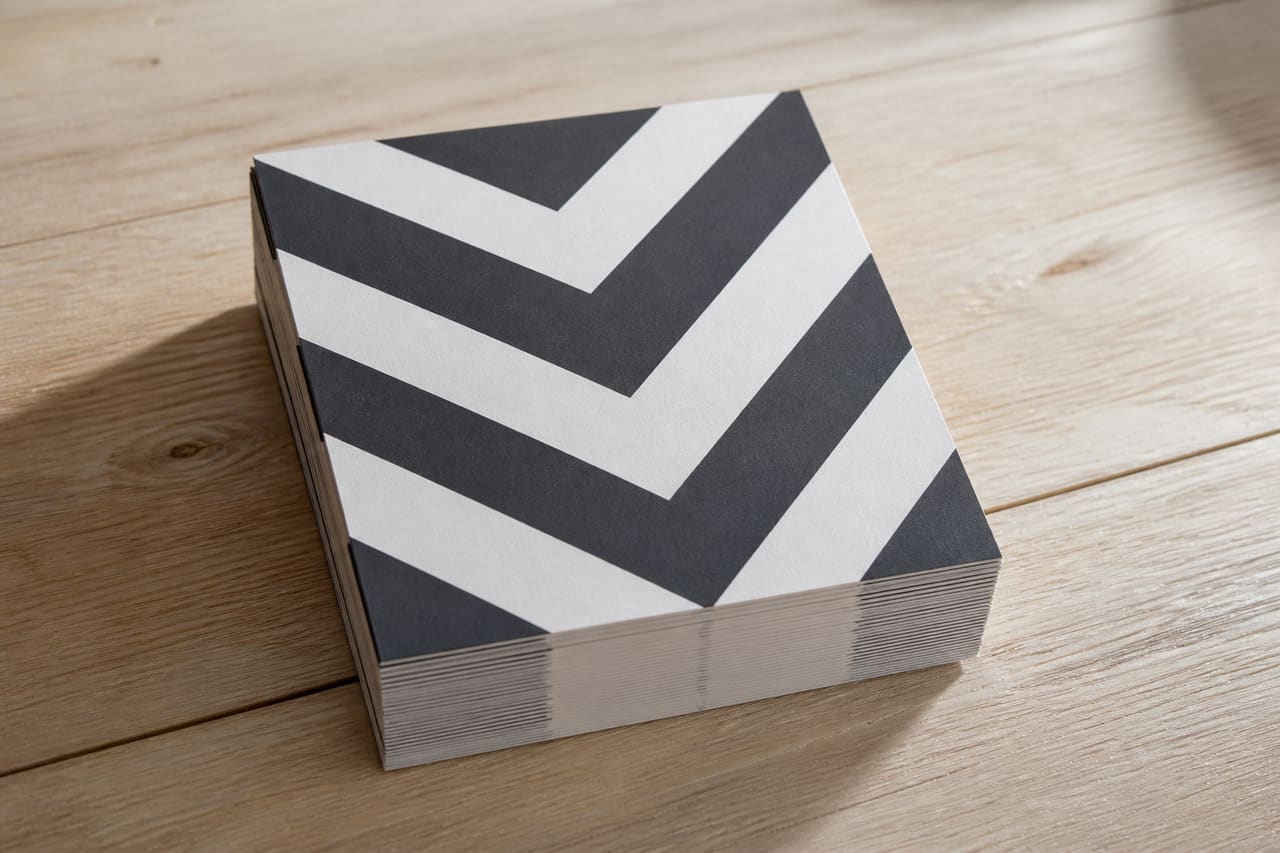 Stack of Target Chevron Patterned Sheets on a Wooden Table