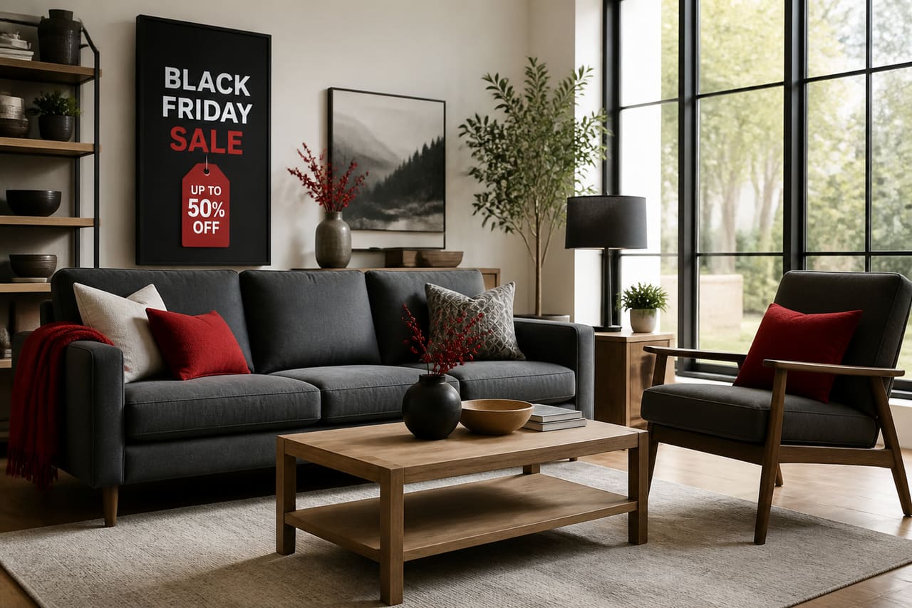 Modern Living Room Furniture Set Up for Black Friday Sale