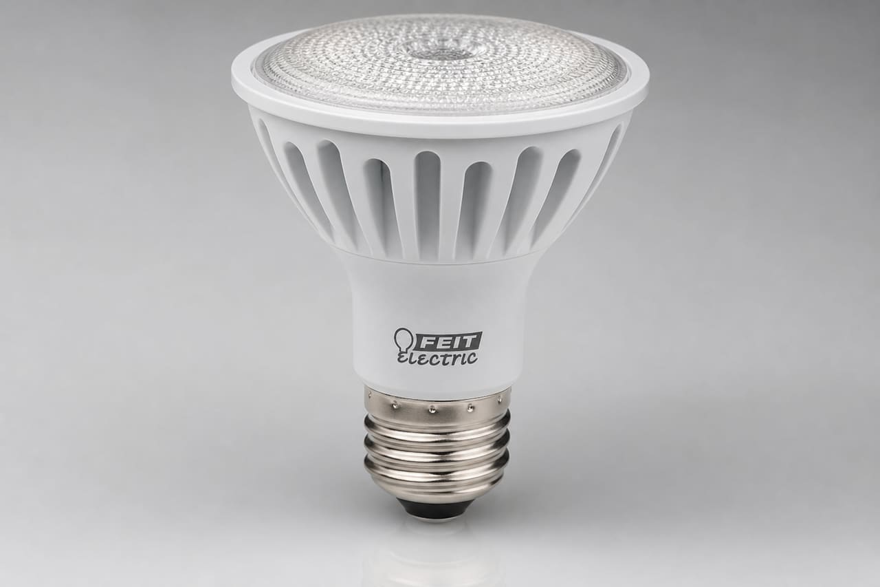 Feit Electric Par20 LED Bulb on White Studio Background
