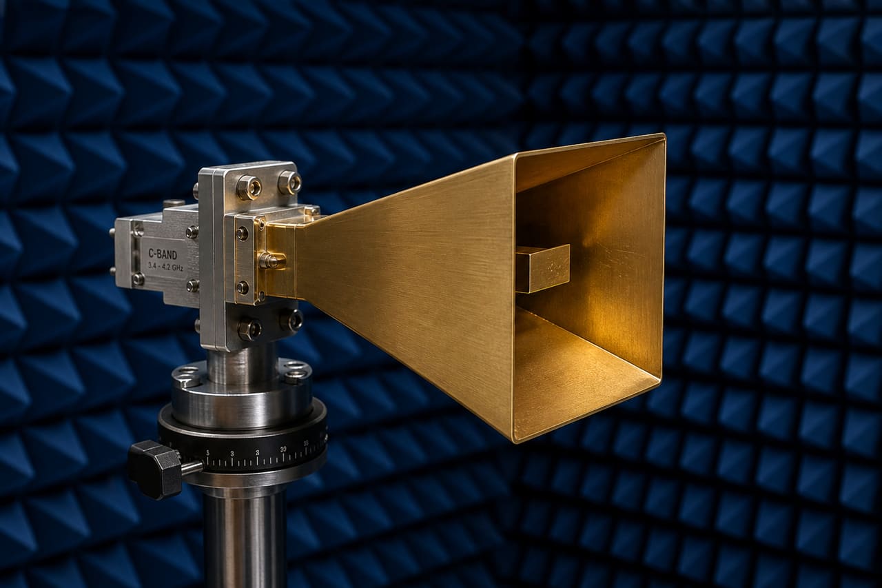 C-Band Horn Antenna Mounted in an Rf Anechoic Chamber