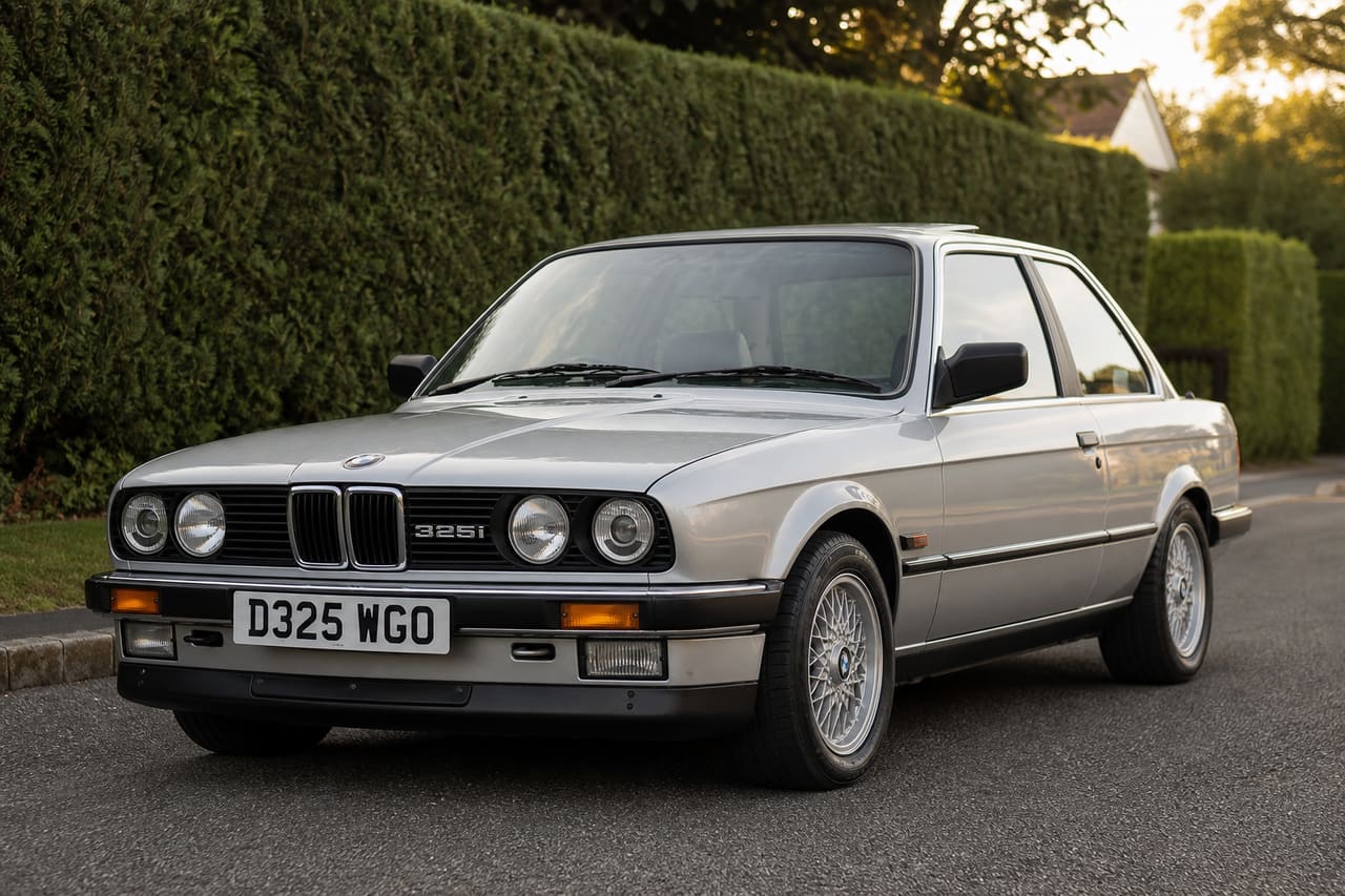 Vintage 1983 Bmw 325i Parked on a Quiet Suburban Street