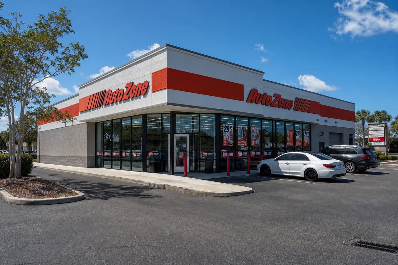 Exterior of an Auto Parts Store in St. Petersburg, Fl