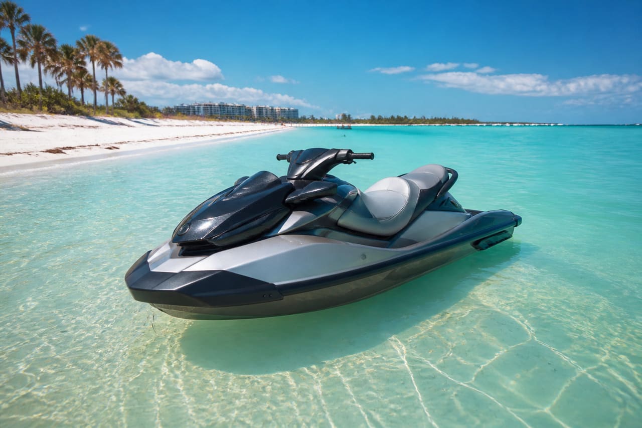 Jet Ski Floating in Turquoise Water at Siesta Key Beach