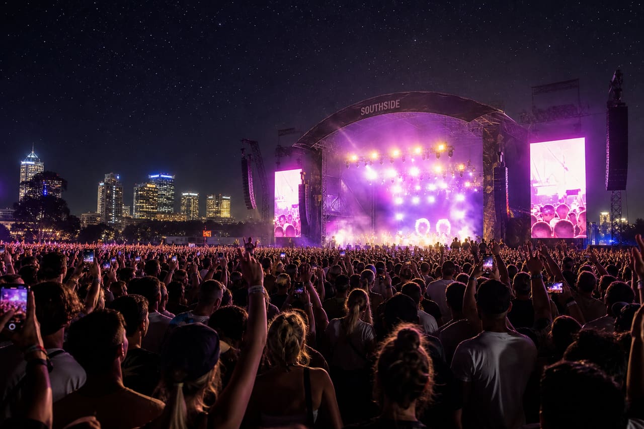 Crowd at an Outdoor Music Concert in Perth