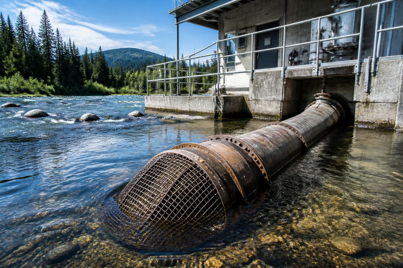 Industrial River Water Extraction at a Pumping Station