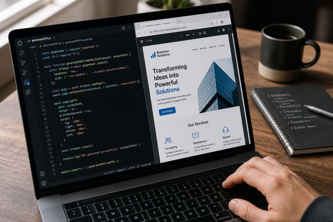 Developer Converting a Webpage to PDF Using Javascript