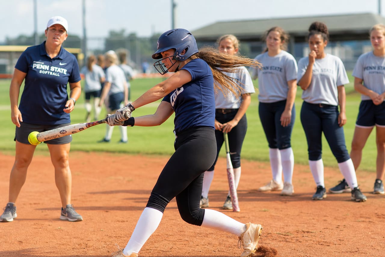 Teenage Athletes Training at a College Softball Camp