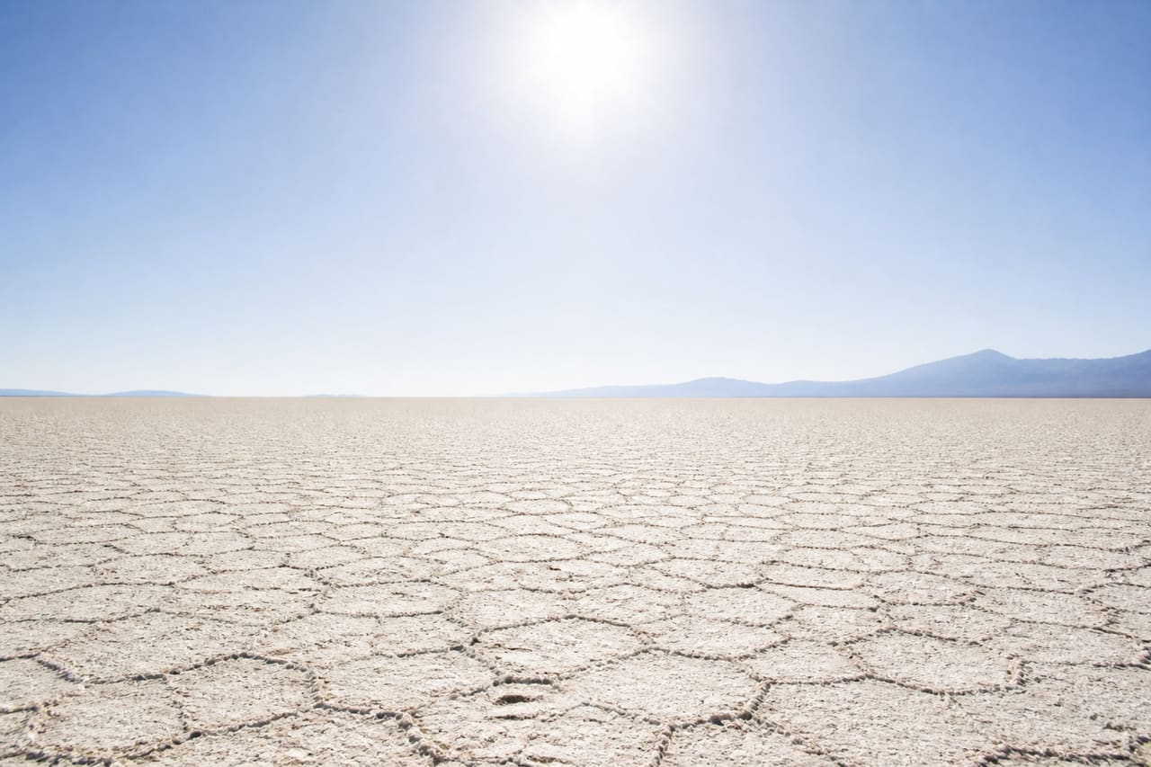 Desolate Salt Flat Under a Scorching Sun