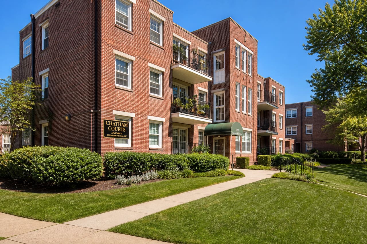 Modern Exterior View of Chatham Courts Apartments in Washington Dc