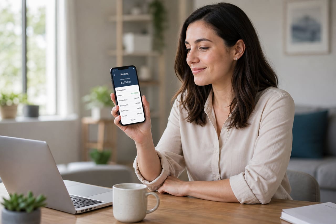 Woman Opening a Digital Banking Account on Her Smartphone