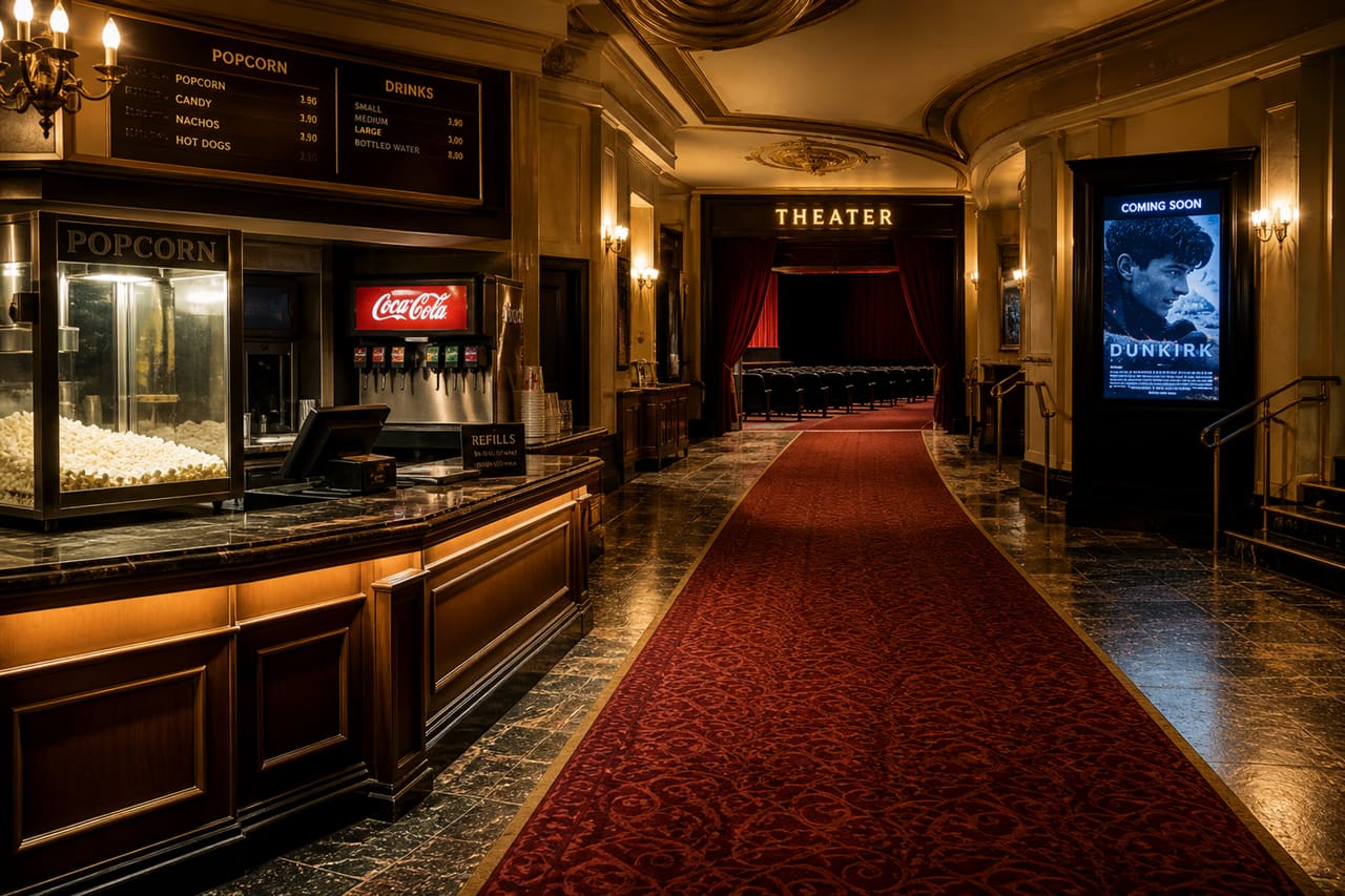 Interior Lobby and Entrance of a Movie Theater