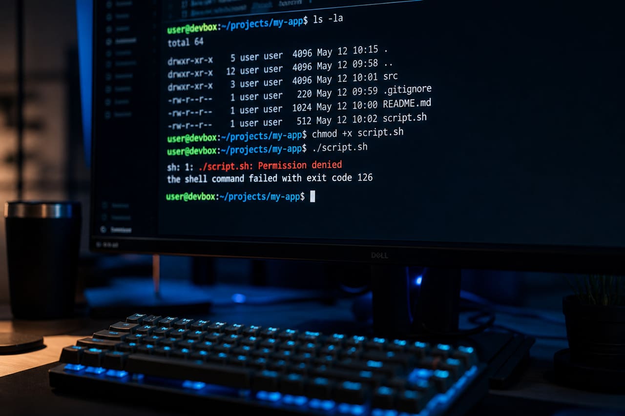 Computer Monitor Displaying Shell Command Exit Code 126 Error