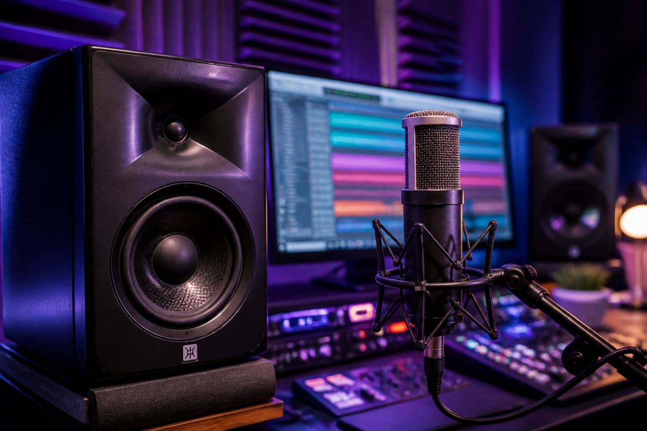 Professional Audio Equipment in a Modern Music Studio
