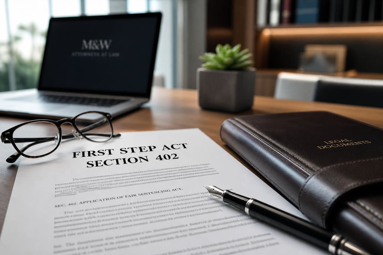 Legal Documents Regarding First Step Act Section 402 on Office Desk