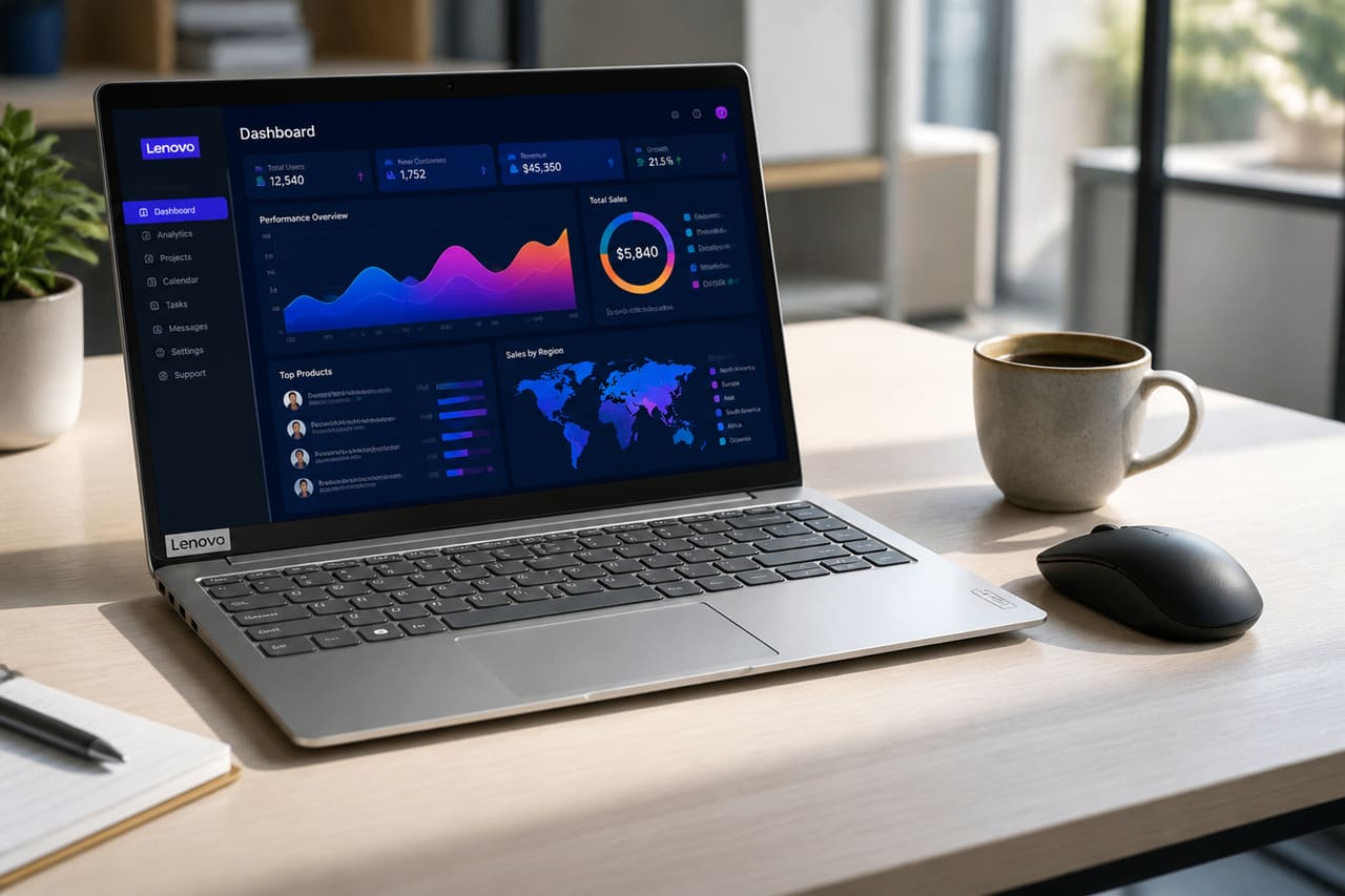 Lenovo 5ckt77aus Laptop on a Minimalist Wooden Desk