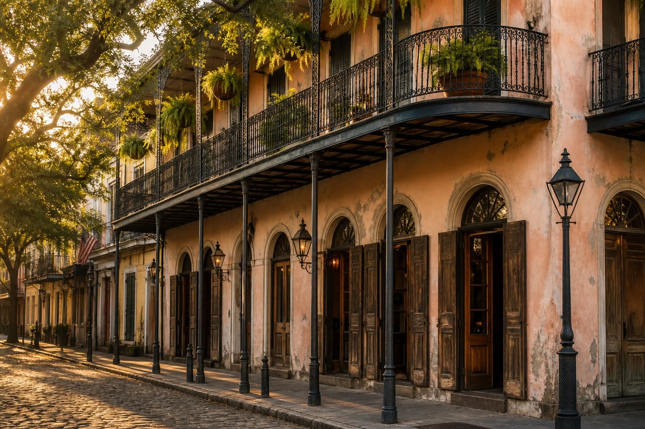Historic Creole Architecture in the French Quarter of New Orleans