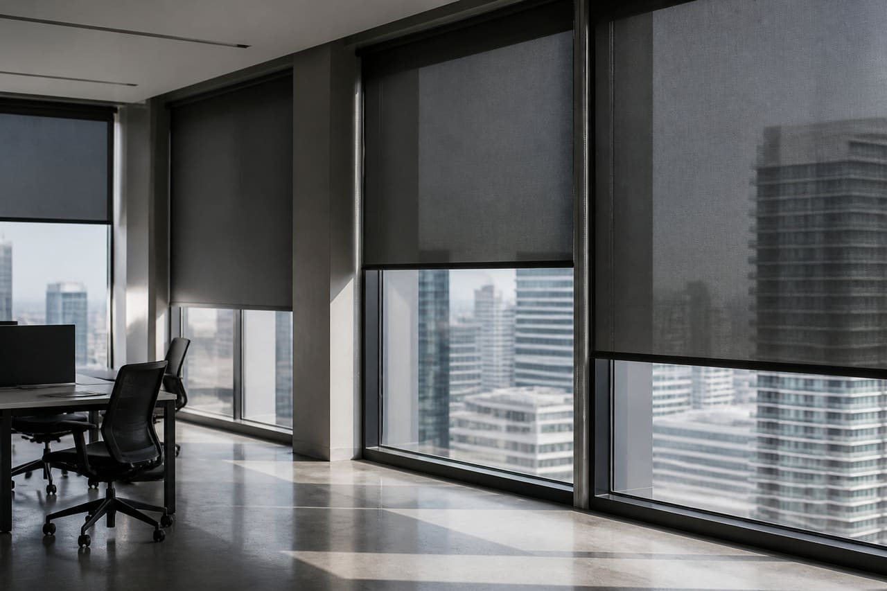 Modern Axis Labs Blinds in a Minimalist Office