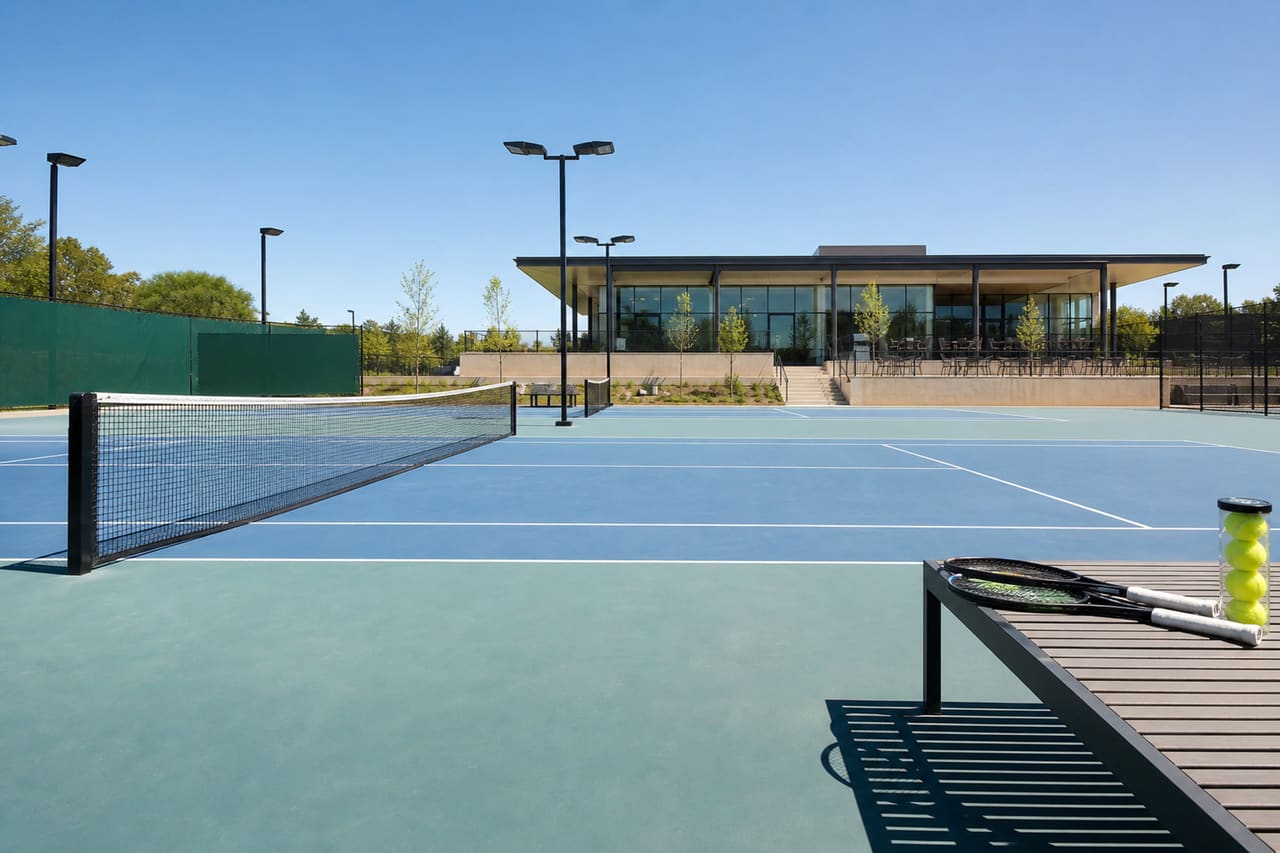 Modern Blue Hard Courts at a Professional Tennis Center
