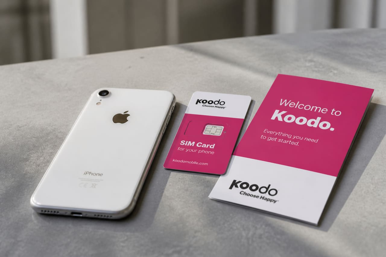 White Iphone Xr with Koodo Sim Starter Kit