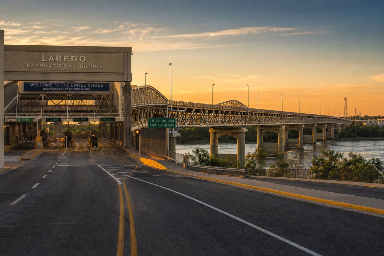International Bridge Connecting Laredo Texas and Nuevo Laredo Mexico
