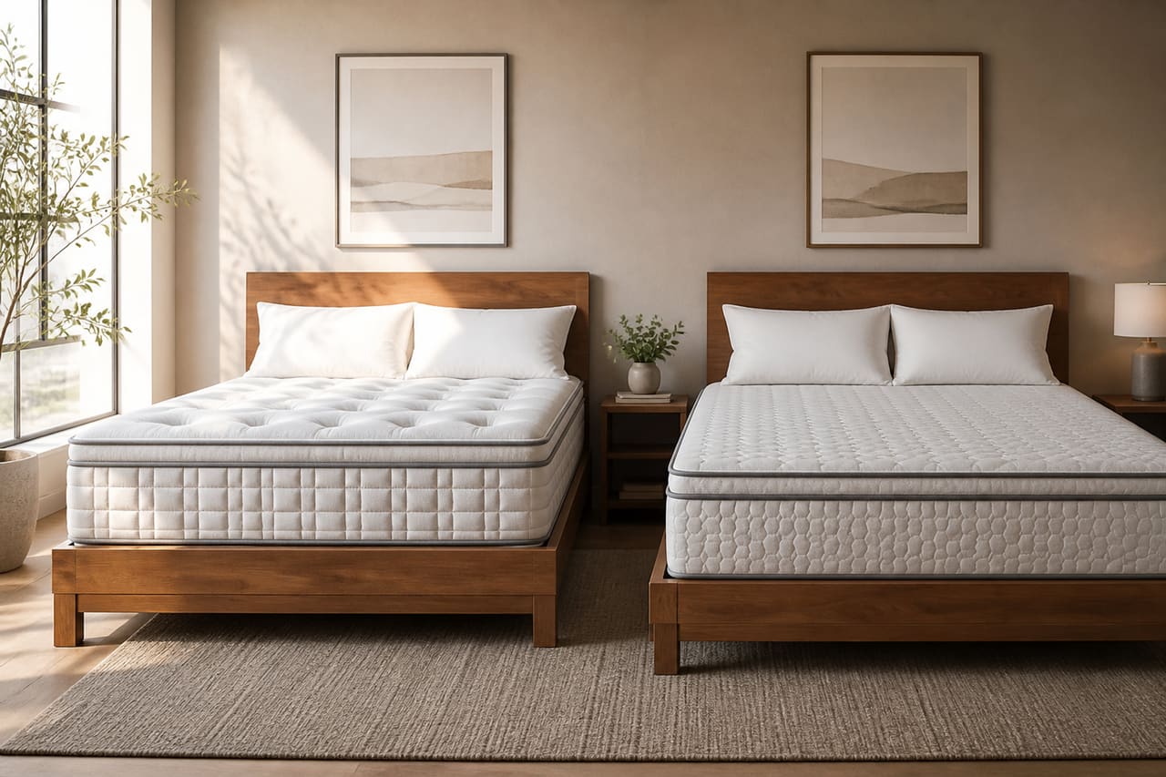 Two Premium Mattresses Side by Side in a Modern Bedroom