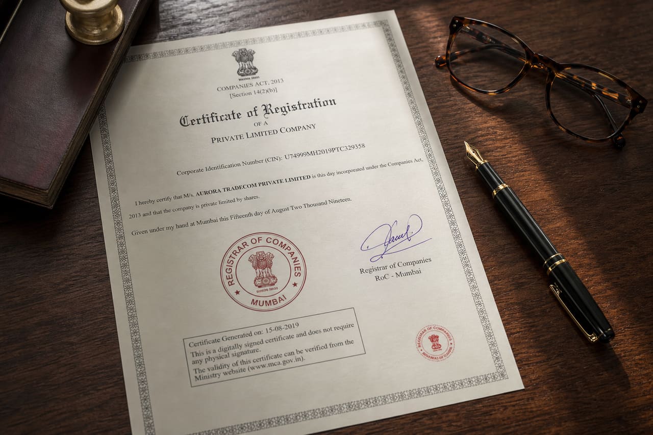 Official Government Registration Document on a Wooden Desk