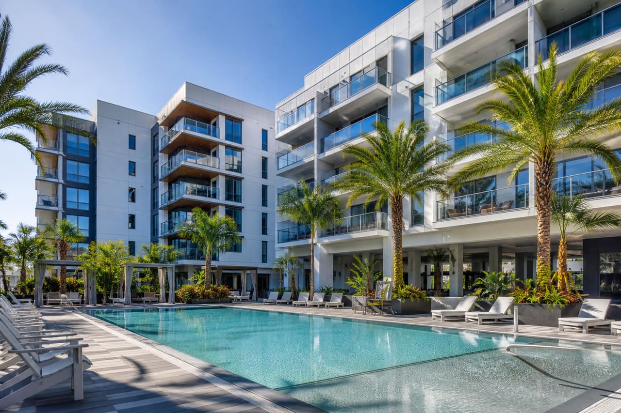 Modern Luxury Apartment Complex Exterior in Tampa