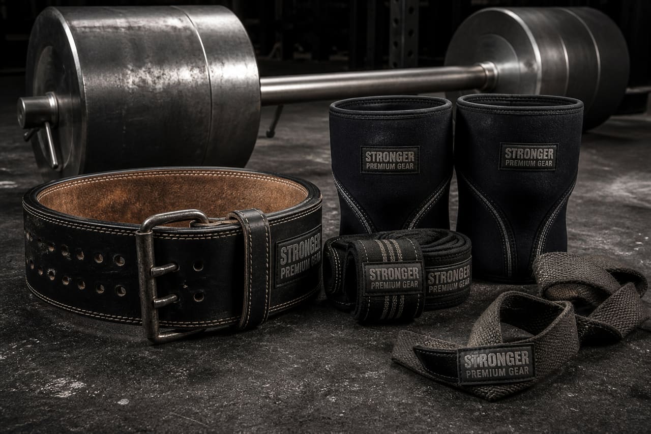 Professional Strongman Accessories Arranged on Industrial Concrete Floor