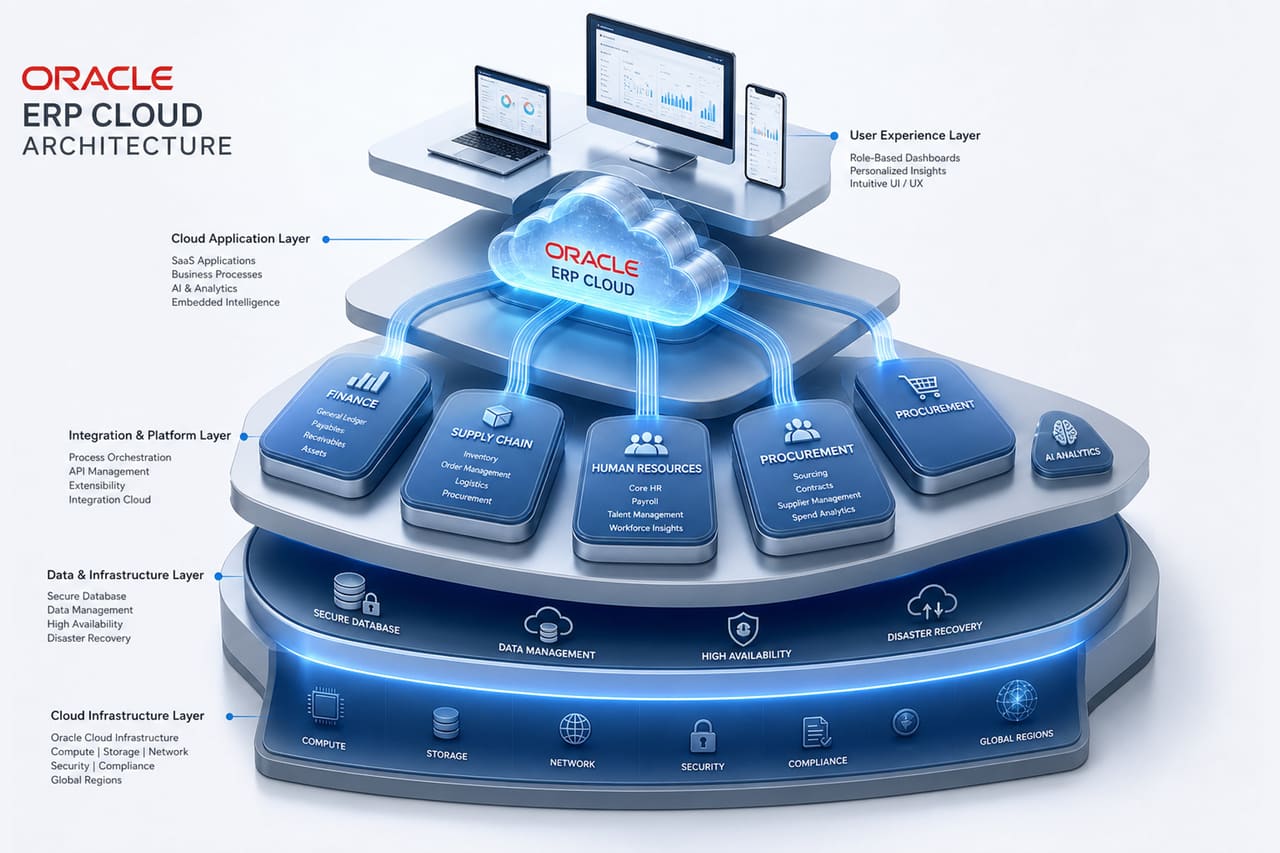 Isometric 3D Diagram of Oracle Erp Cloud Architecture