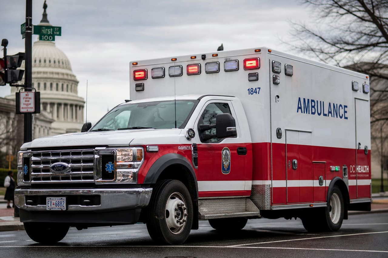 Emergency Medical Services Ambulance Parked on a Washington Dc Street