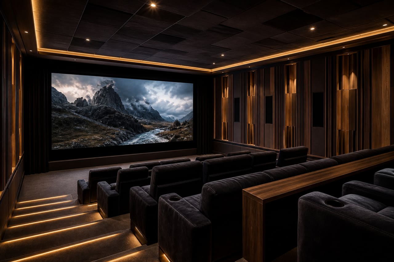 Luxury Modern Home Cinema with Bespoke Interior Architecture Design
