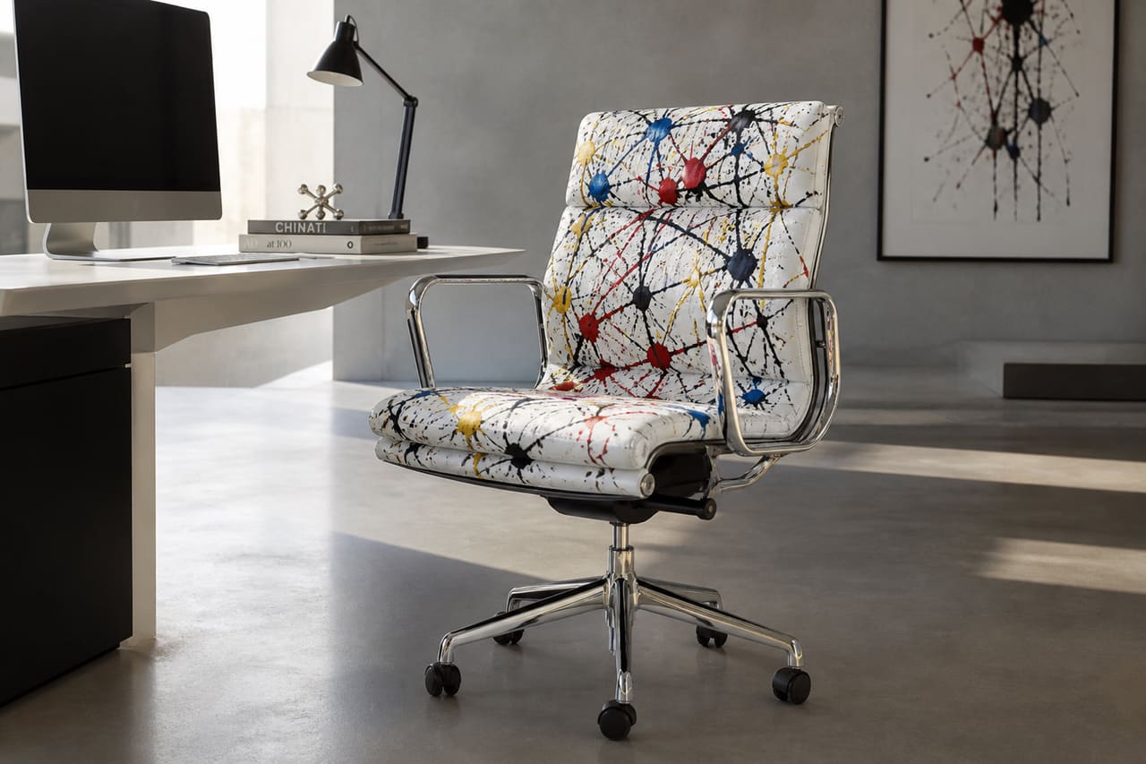 Pollock Executive Chair with Abstract Splatter Pattern in Modern Office
